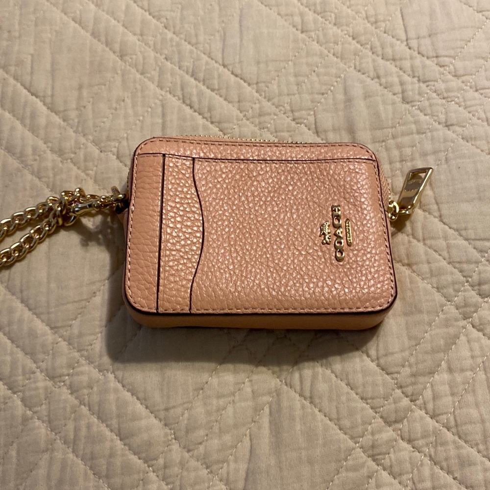 Coach ID small coin wallet new peach color